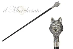 925 Silver plated Wolf - Walking stick
