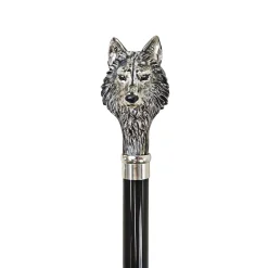 925 Silver plated Wolf - Walking stick