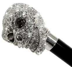 Amazin Lux Silver Swarovski Skull Umbrella - Double Cloth
