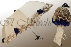 Amazing Frilly Cream Folding Umbrella Parasol