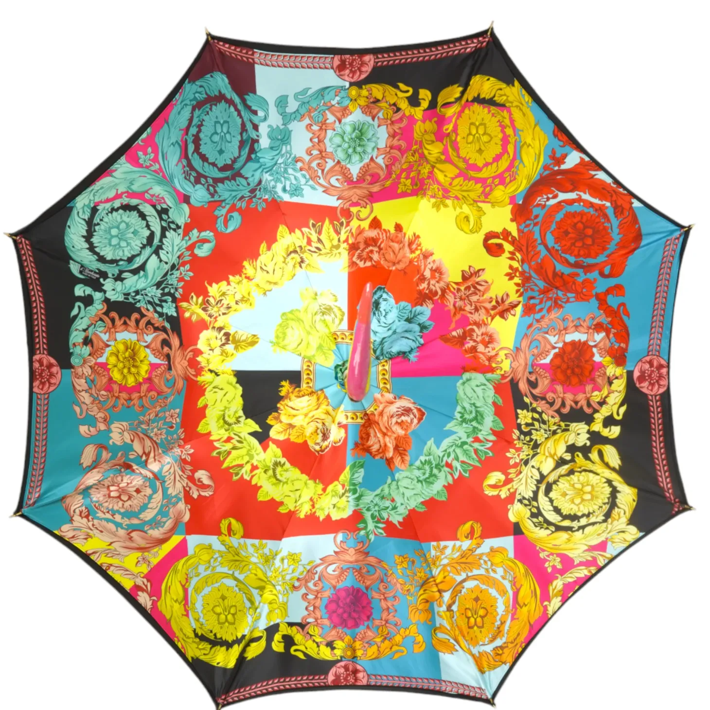 Artisan Italian Umbrella with Luxurious Hand-Enameled Toucan Handle