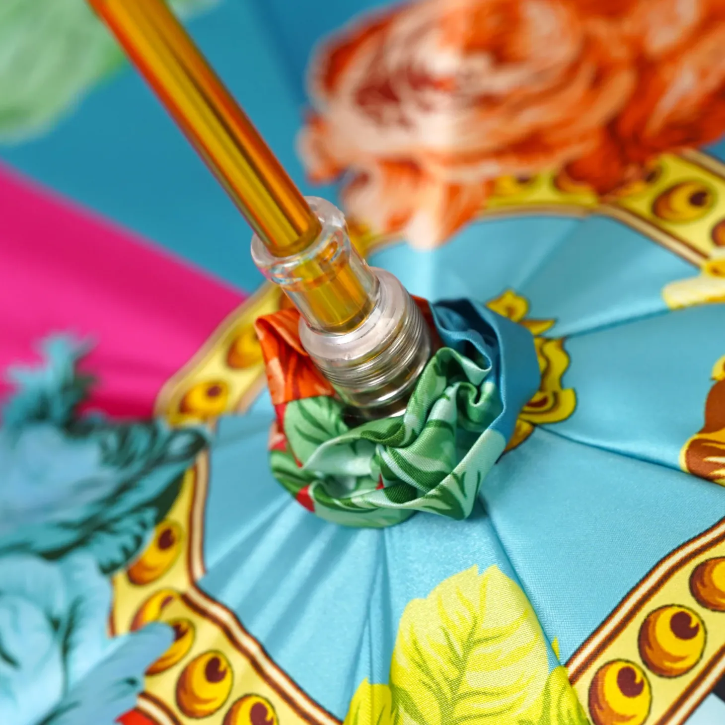 Artisan Italian Umbrella with Luxurious Hand-Enameled Toucan Handle