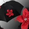 Awesome Black Ladies Umbrella - Red Flower