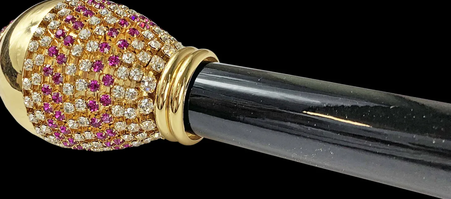 Awesome walking cane with Fucsia crystals