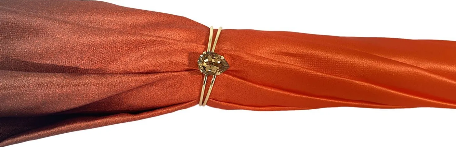 Beautiful Double Canopy Umbrella in a Luxurious Orange Satin