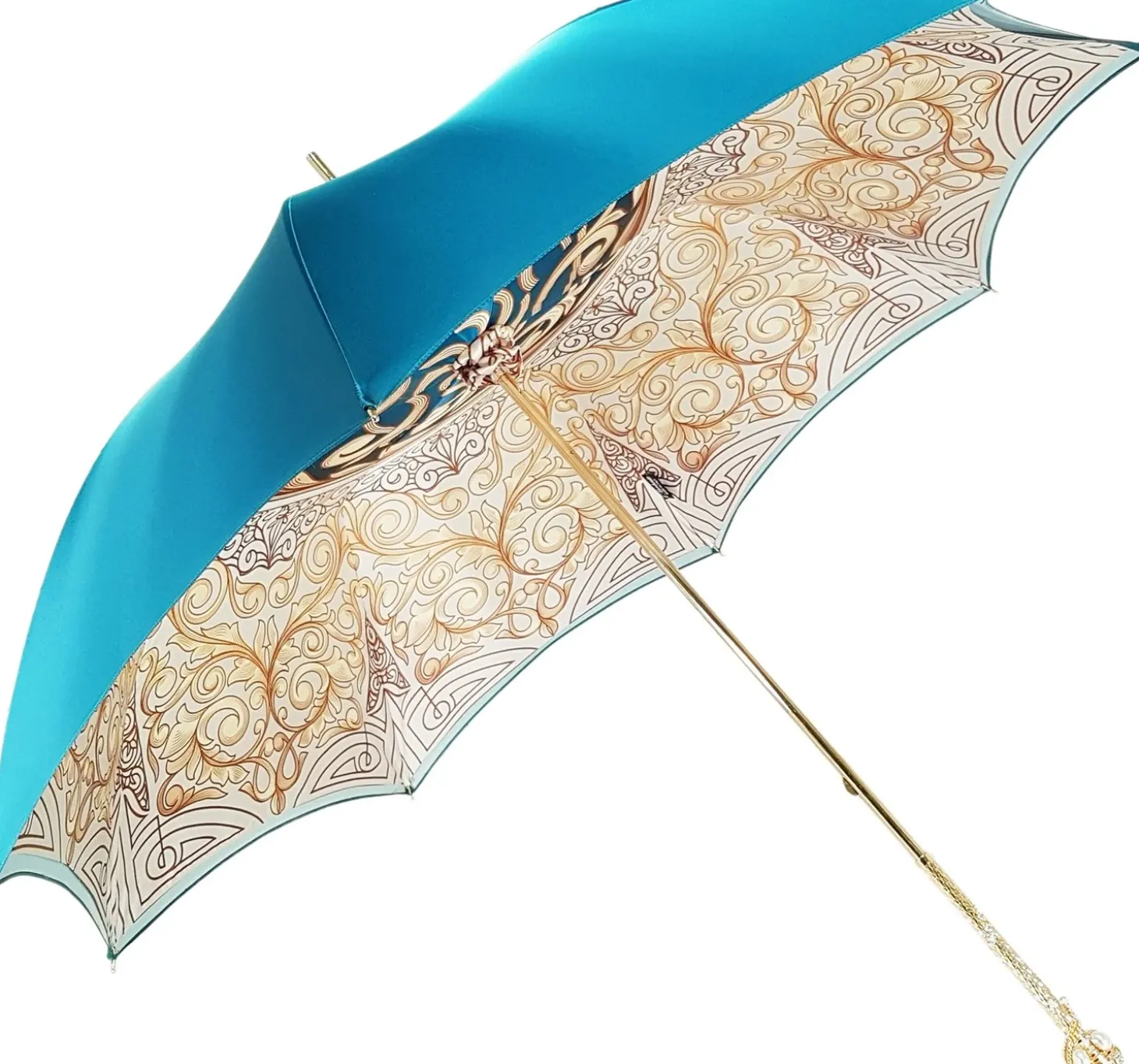Beautiful Double Canopy Umbrella in a Luxurious Turquoise Colored Poly