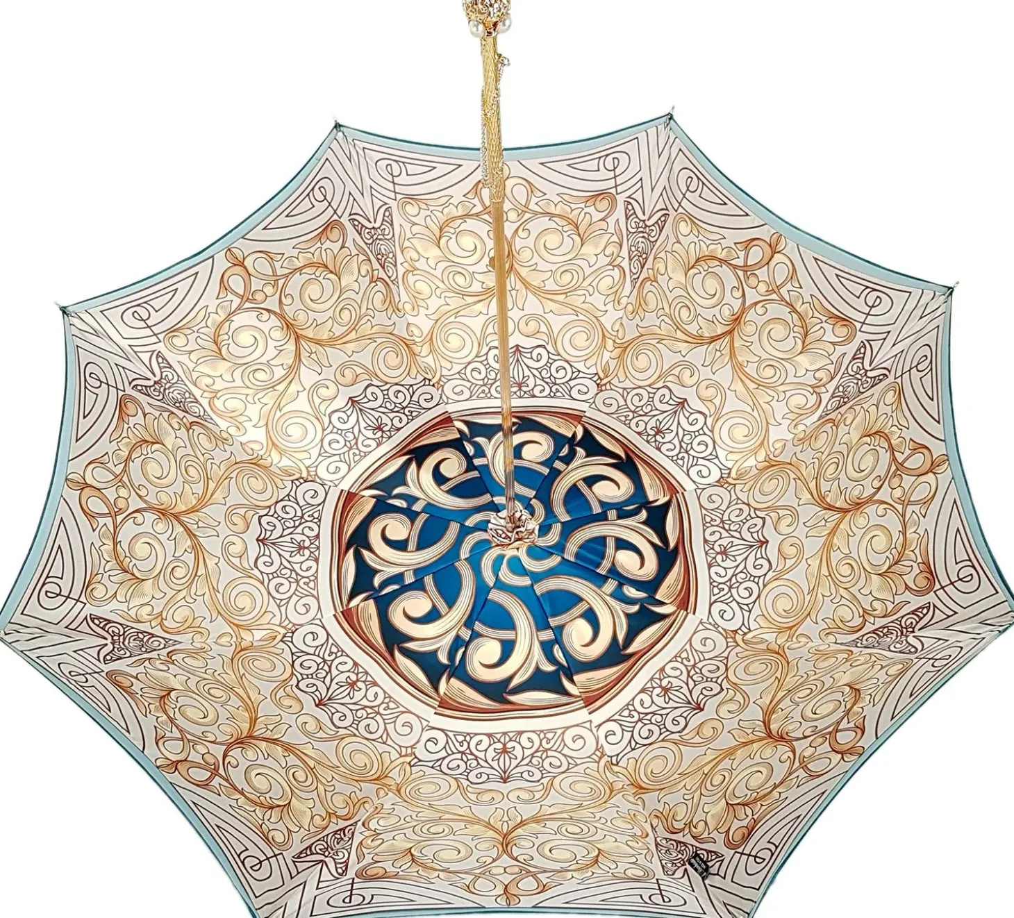 Beautiful Double Canopy Umbrella in a Luxurious Turquoise Colored Poly