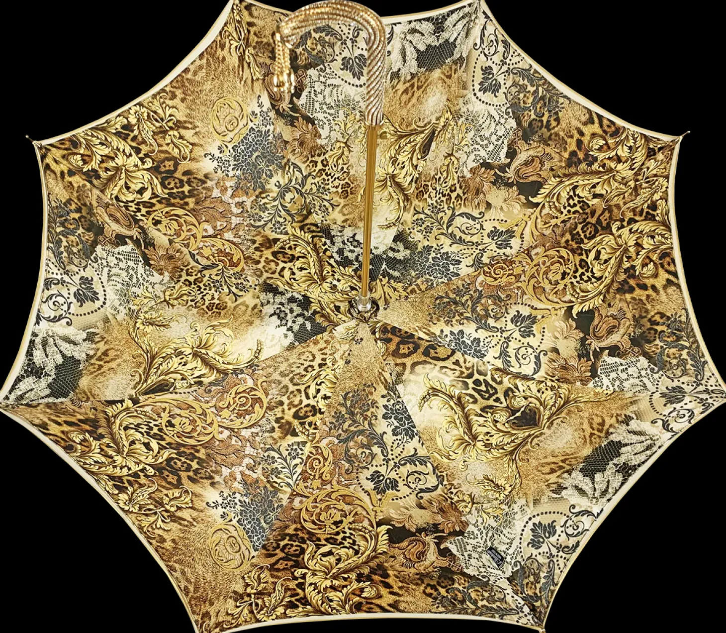 Beautiful Double Canopy Umbrella in a Luxurious Golden Satin