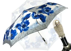 Beautiful Folding Umbrella With Blue Poppies