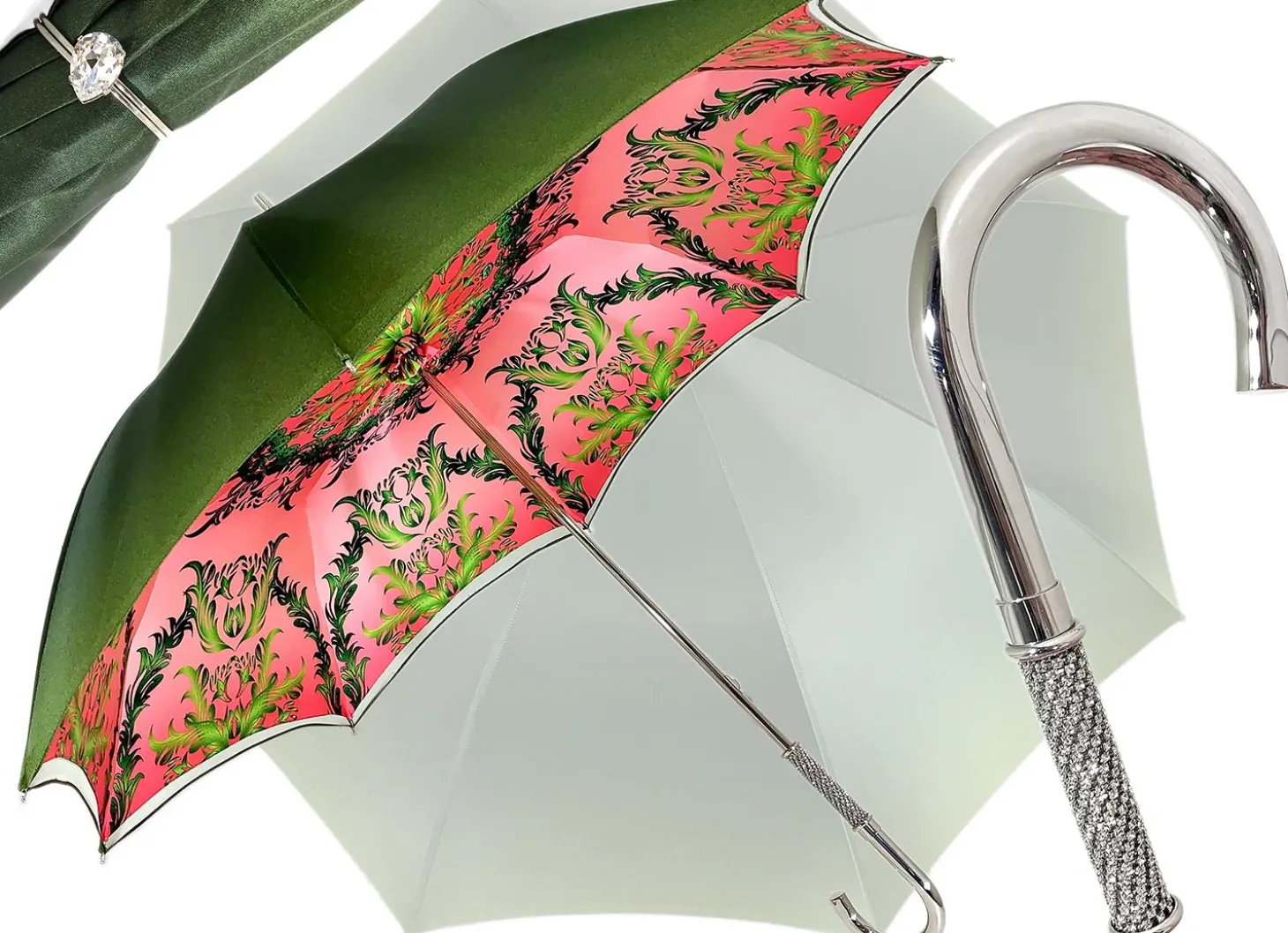 Beautiful Red Women's Umbrella with Printed Peacock Design Hight Quality Luxury Umbrella