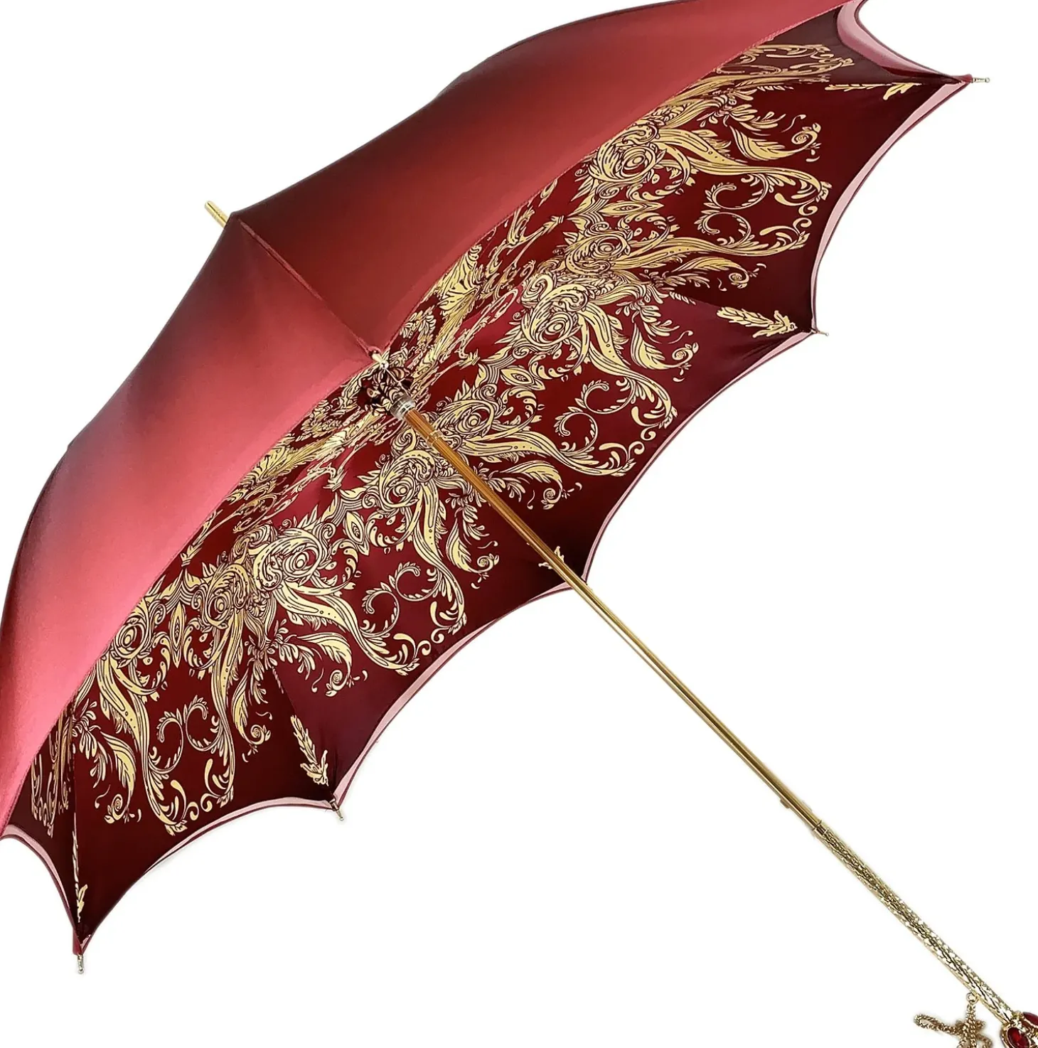 Beautiful Red Women's Umbrella with Printed Peacock Design Hight Quality Luxury Umbrella