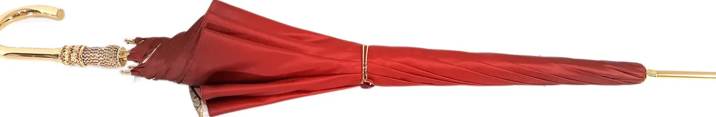 Beautiful Red Women's Umbrella with Printed Peacock Design Hight Quality Luxury Umbrella
