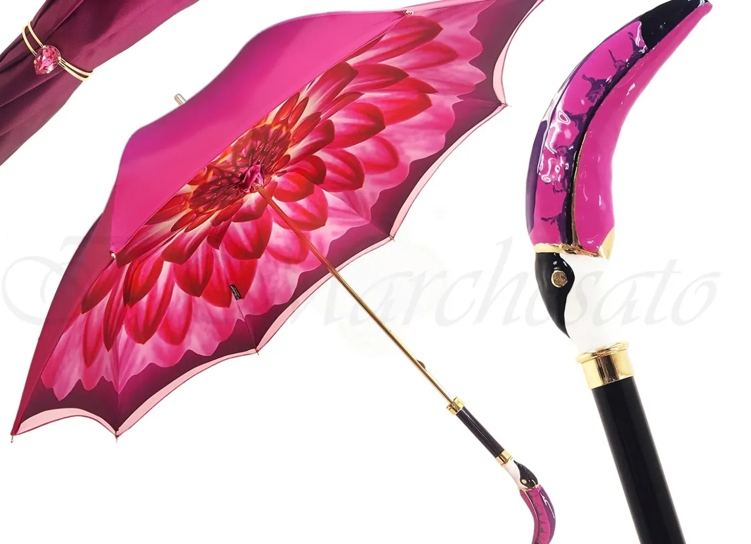 Beautifull Double Canopy Toucan Umbrella in a Luxurious Gradient Fuchsia Fashionable Umbrella