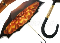 Beautifull Double Canopy Umbrella in a Luxurious Brown Colored Satin Fashion Umbrella