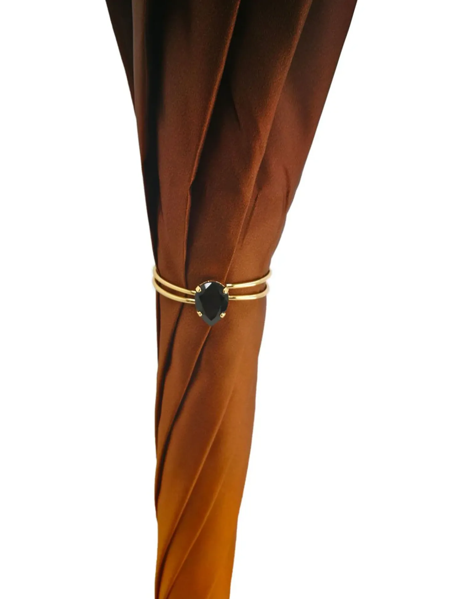 Beautifull Double Canopy Umbrella in a Luxurious Brown Colored Satin Fashion Umbrella
