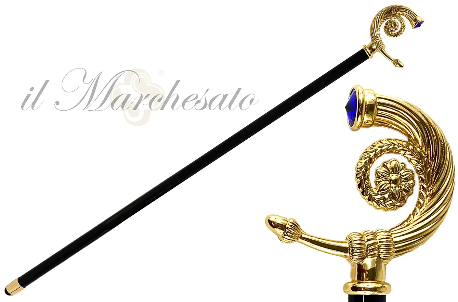 Beauty Collectible Walking Cane With Swarovski Sapphire