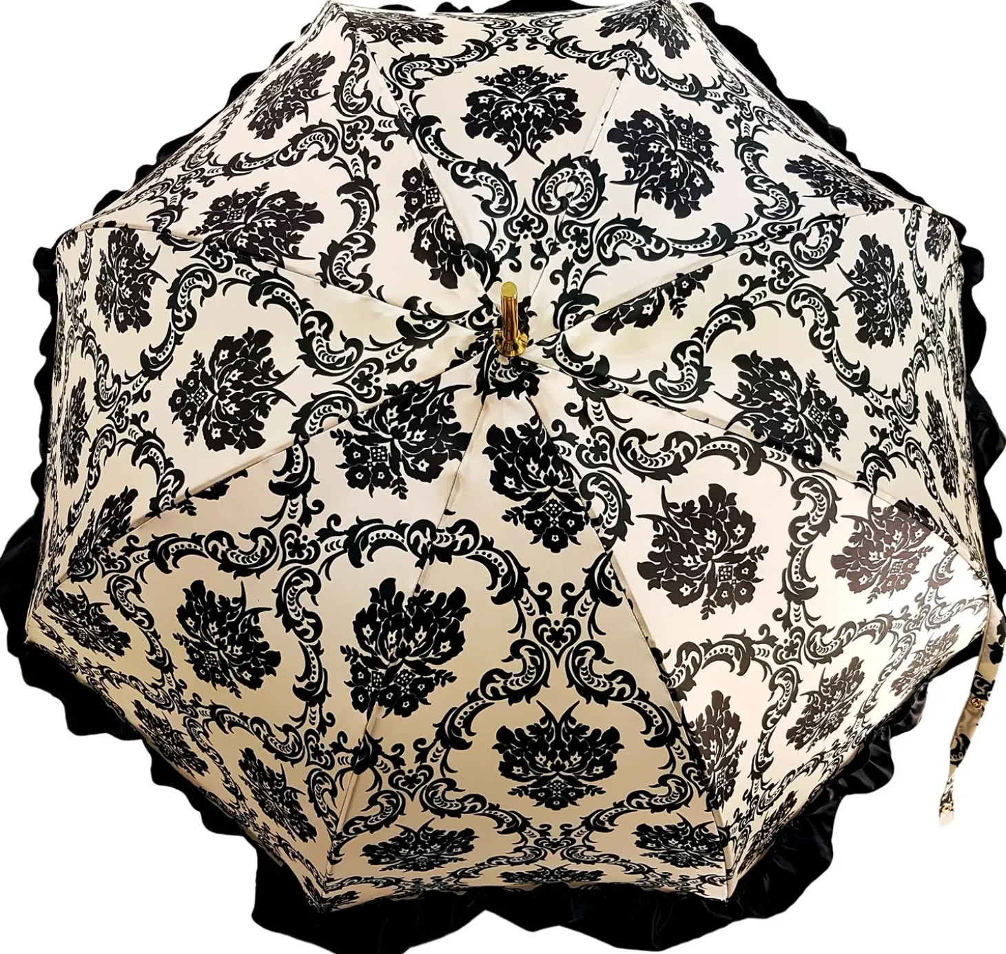 Black & White Ruffle Umbrella Italian Glamour