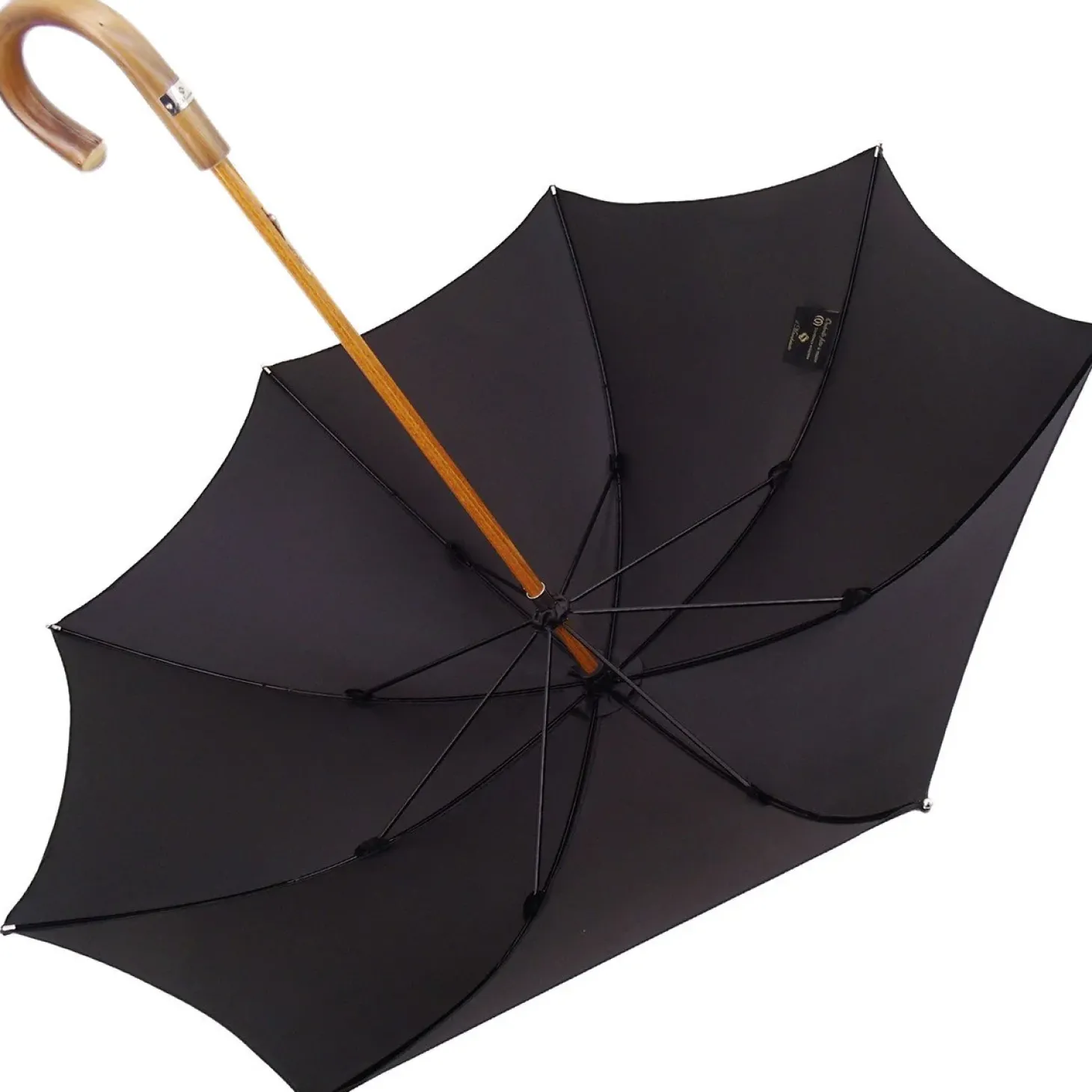 Black Umbrella with Chestnut Handle