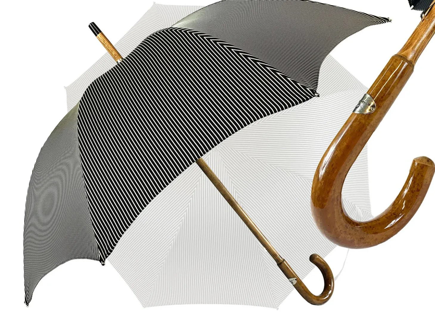 Black&White umbrella with Malacca Wood hand-curved