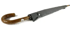 Black&White umbrella with Malacca Wood hand-curved