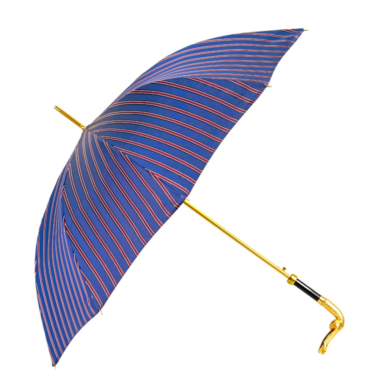 Blue & Bordeaux Striped Gold Snake Umbrella