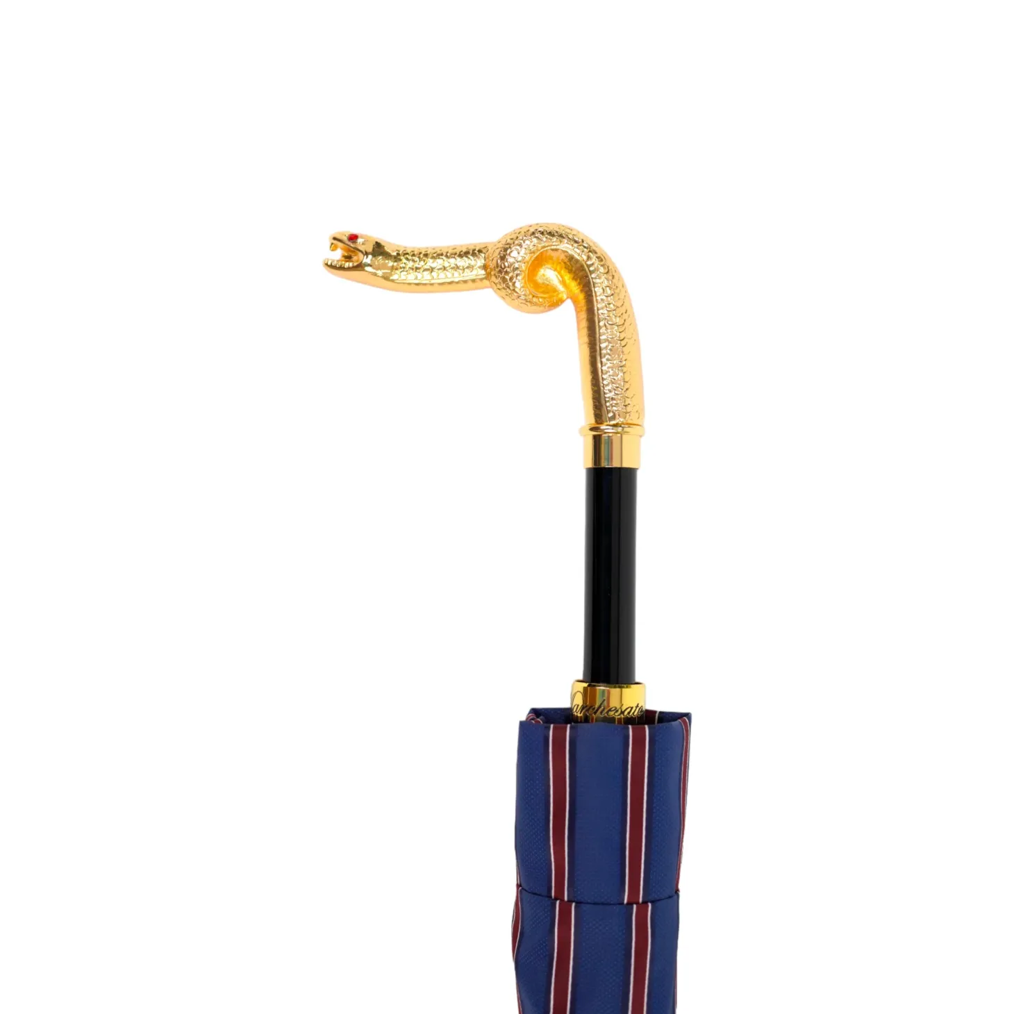 Blue & Bordeaux Striped Gold Snake Umbrella