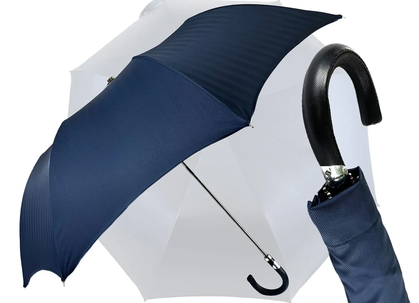 Blue Navy Jacquard Folding Umbrella