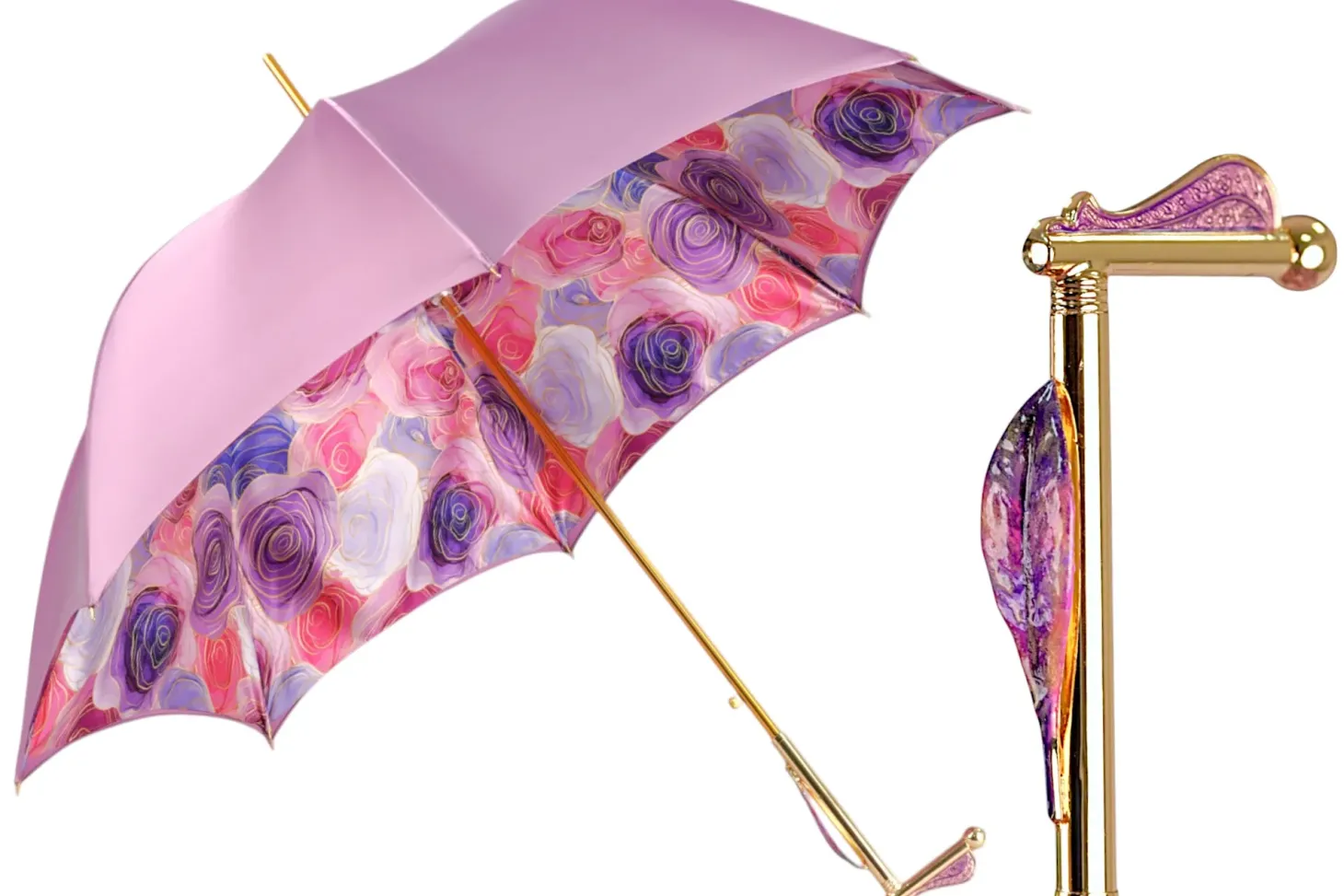 Blushing Elegance: Pink Umbrella with Delicate Floral Accents