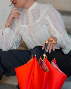 Bright red umbrella