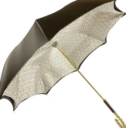 Brown Umbrella With Rhombus Pattern Inside