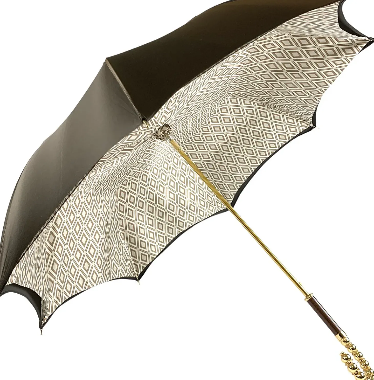 Brown Umbrella With Rhombus Pattern Inside