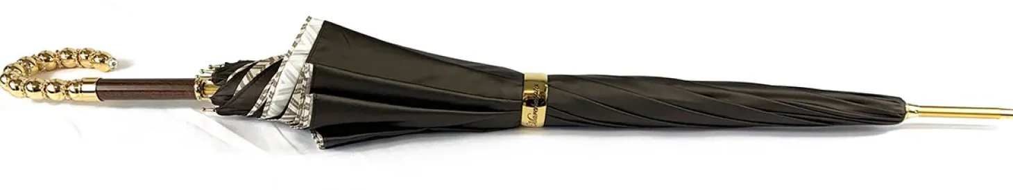 Brown Umbrella With Rhombus Pattern Inside