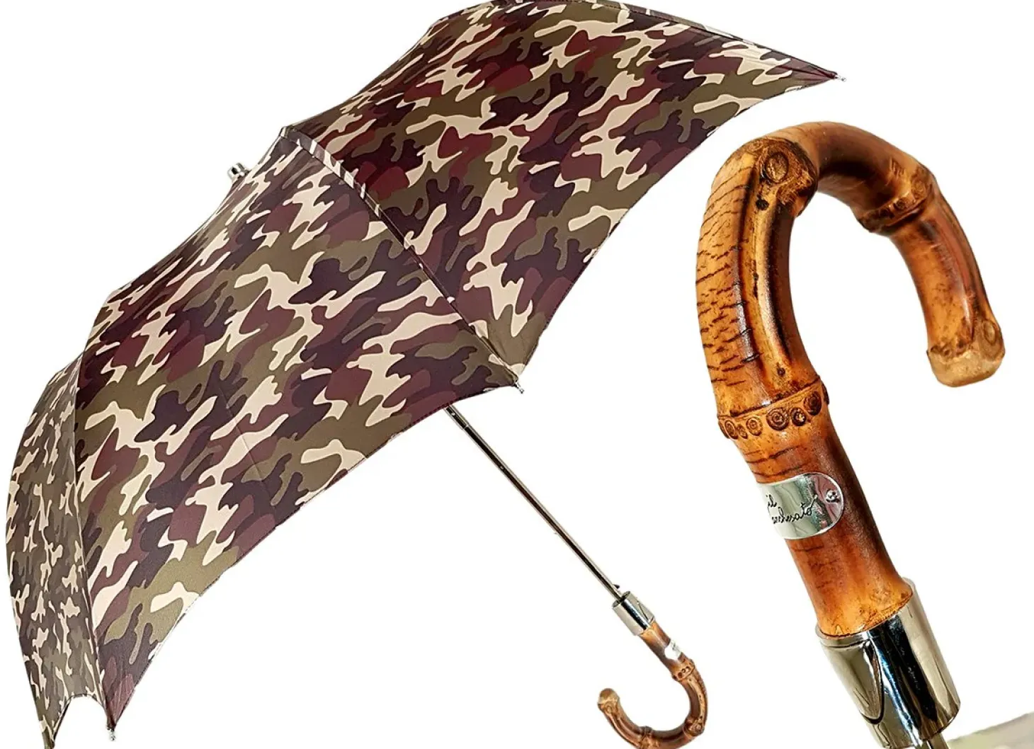 Camouflage Umbrella Folding With Bamboo Handle