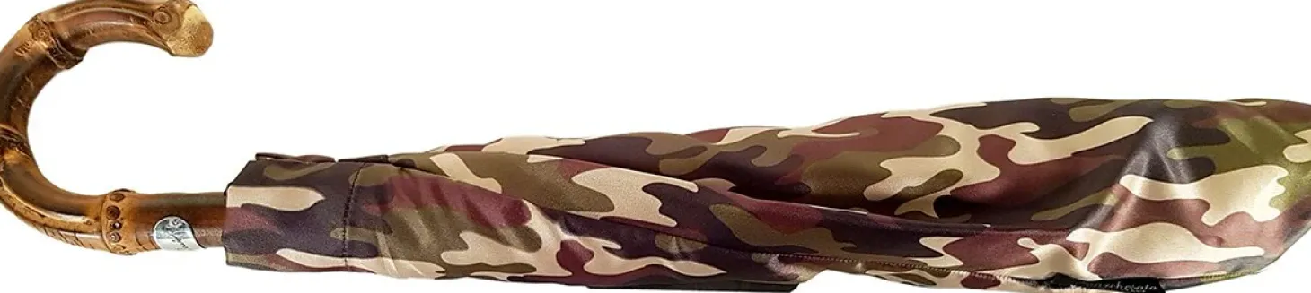 Camouflage Umbrella Folding With Bamboo Handle