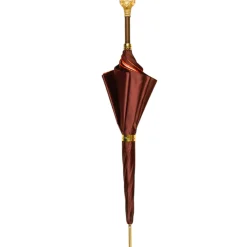 Chic Companion: Red Umbrella with Gold Chihuahua Handle