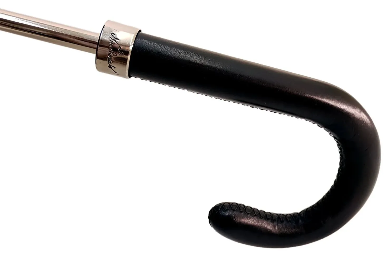 Classic Gentlemen's Black Umbrella With Leather Handle