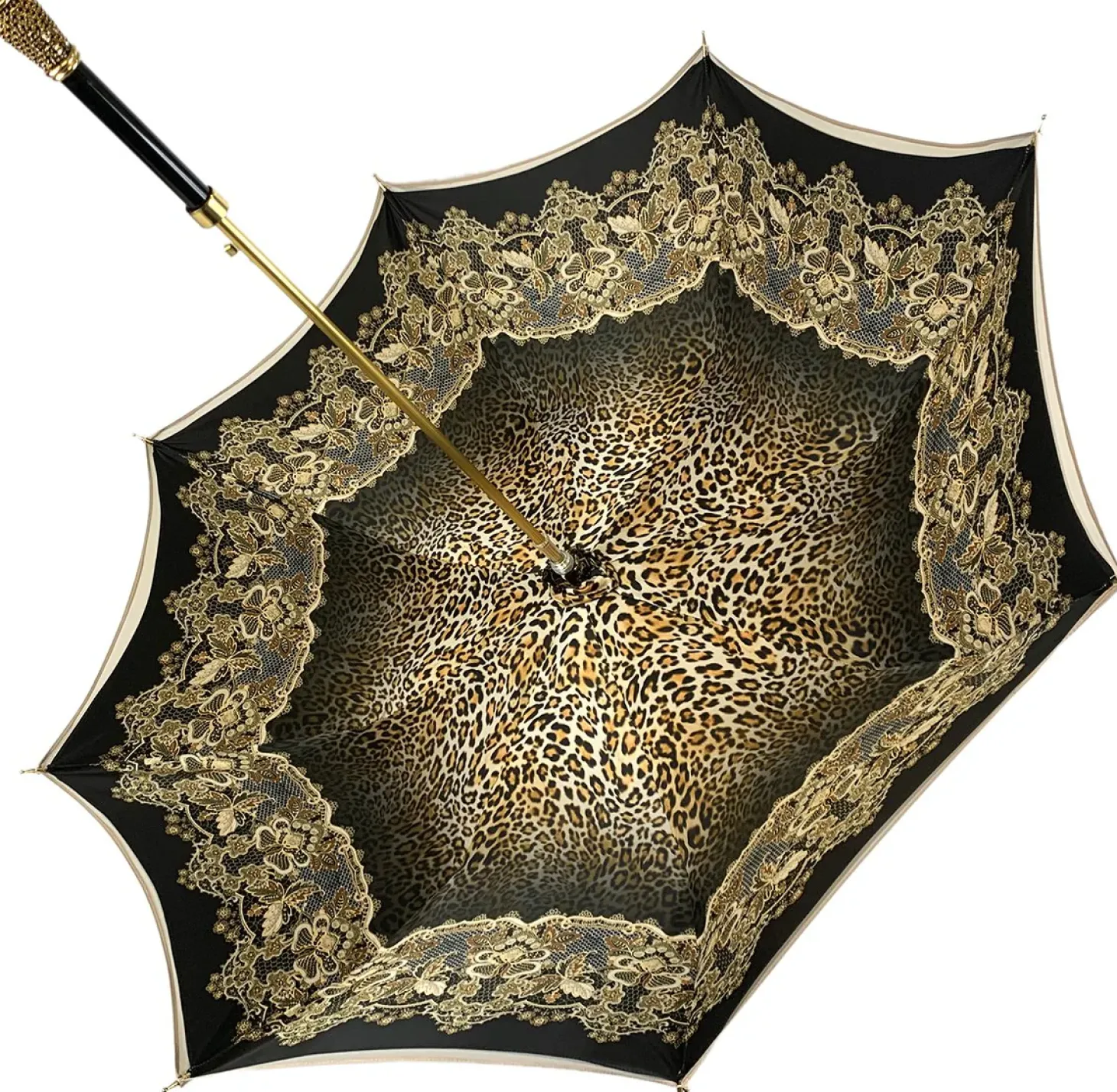 Creamy Leopard Print Umbrella, Double Cloth