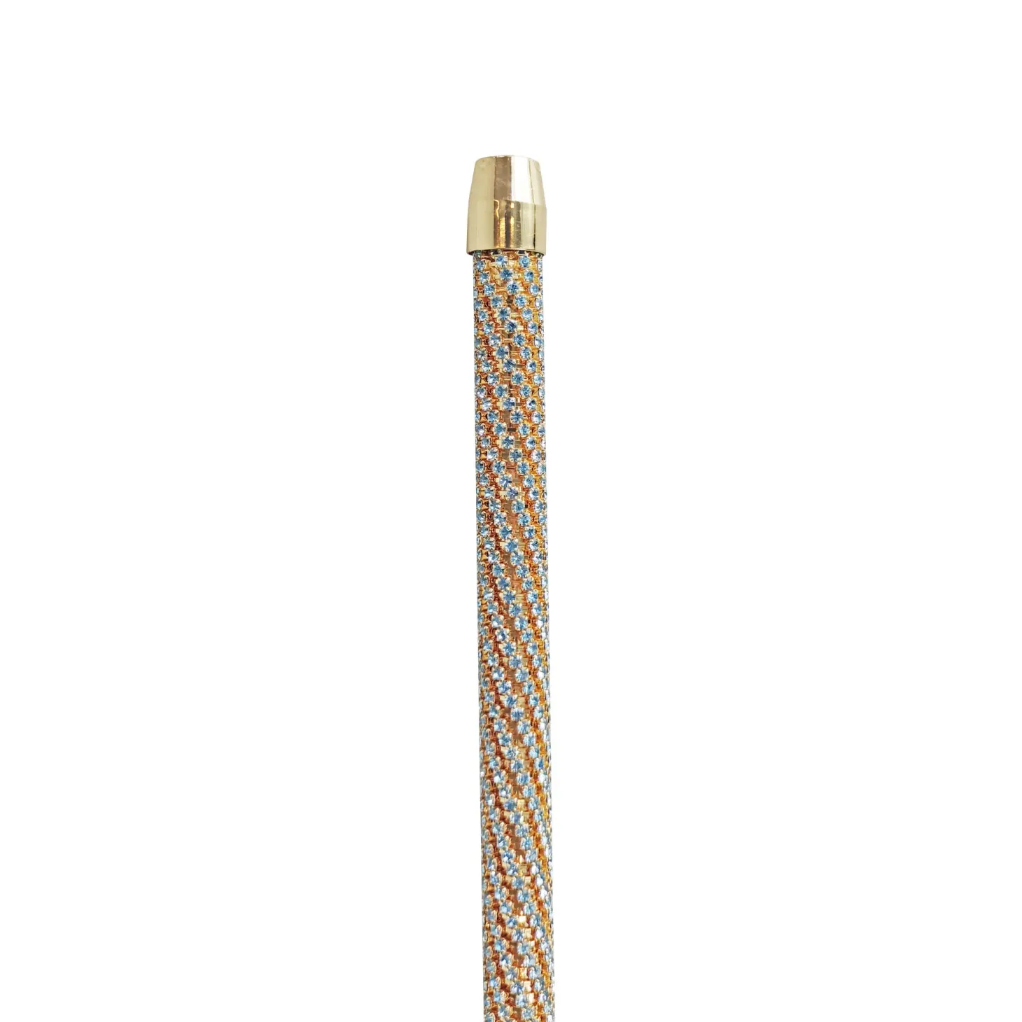 Crook Walking Cane Encrusted with Aquamarine crystals