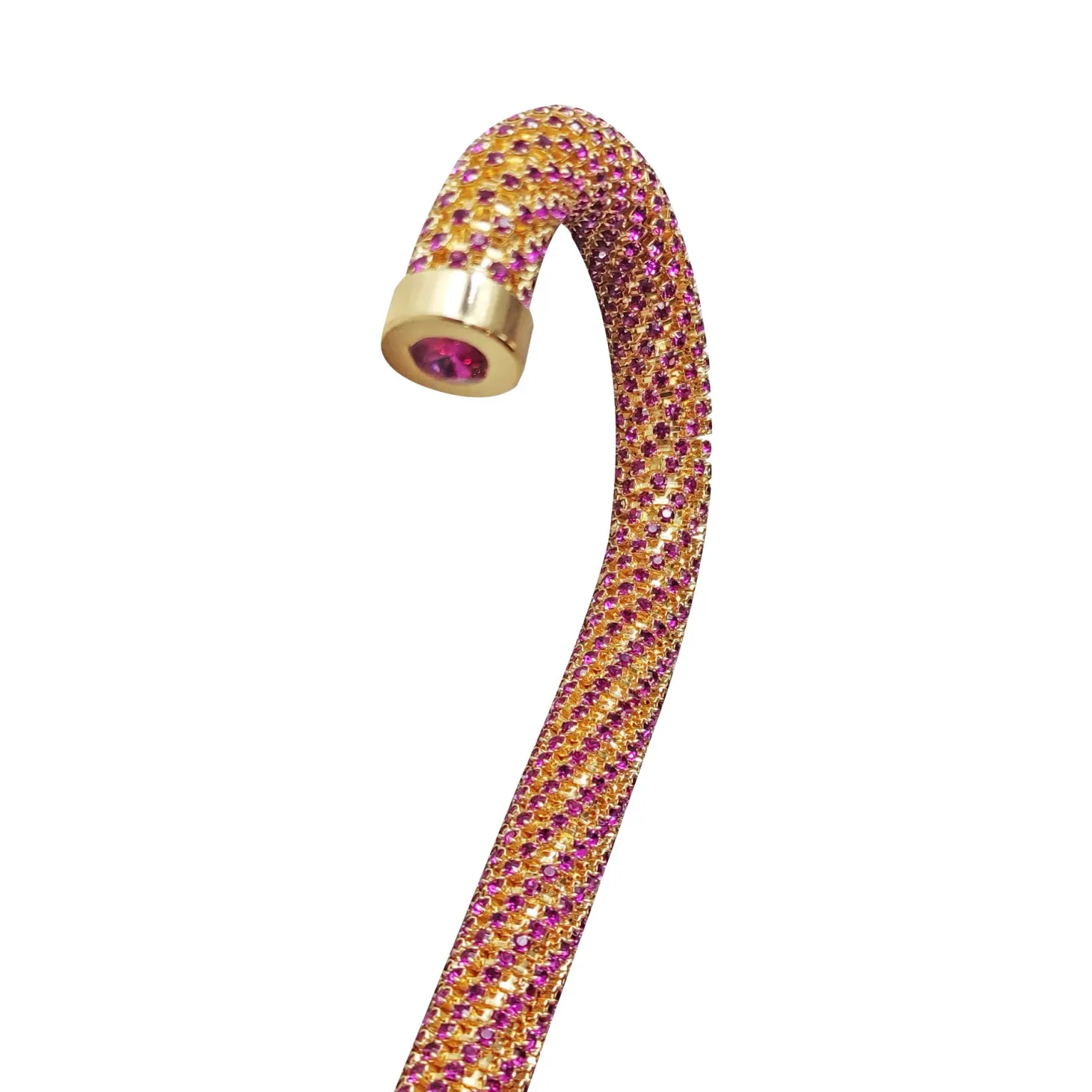 Crook Walking Cane Encrusted with Amethyst crystals