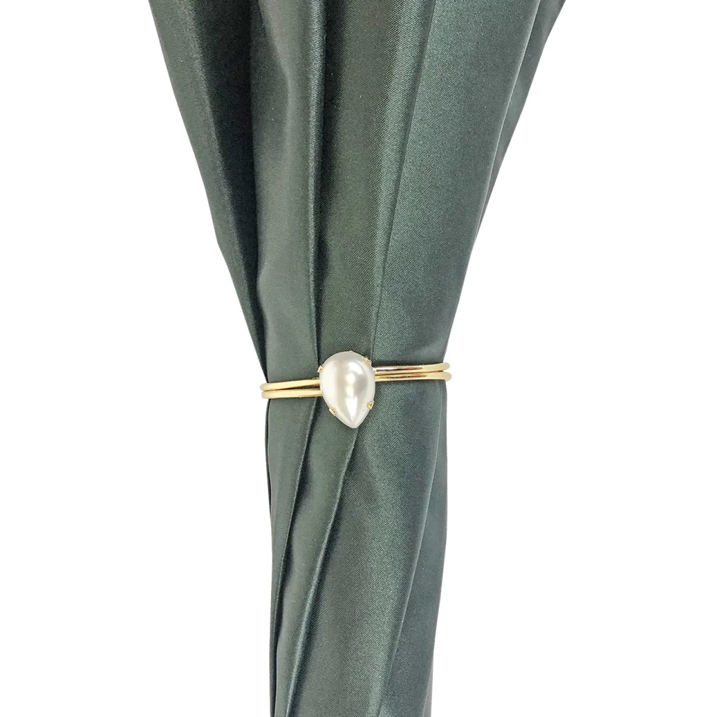 Dark green umbrella with roses and cream knob
