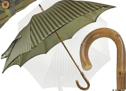 Double Cloth Men's Umbrella - Dark green striped Design