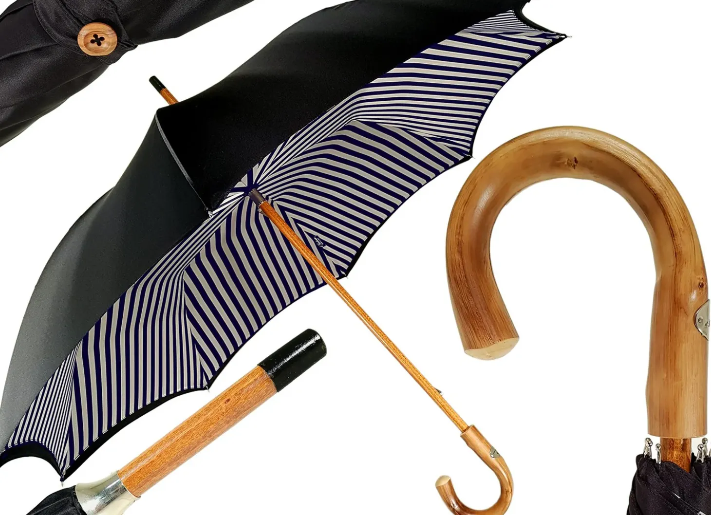 Double Cloth Men's Umbrella - Blue Striped Design