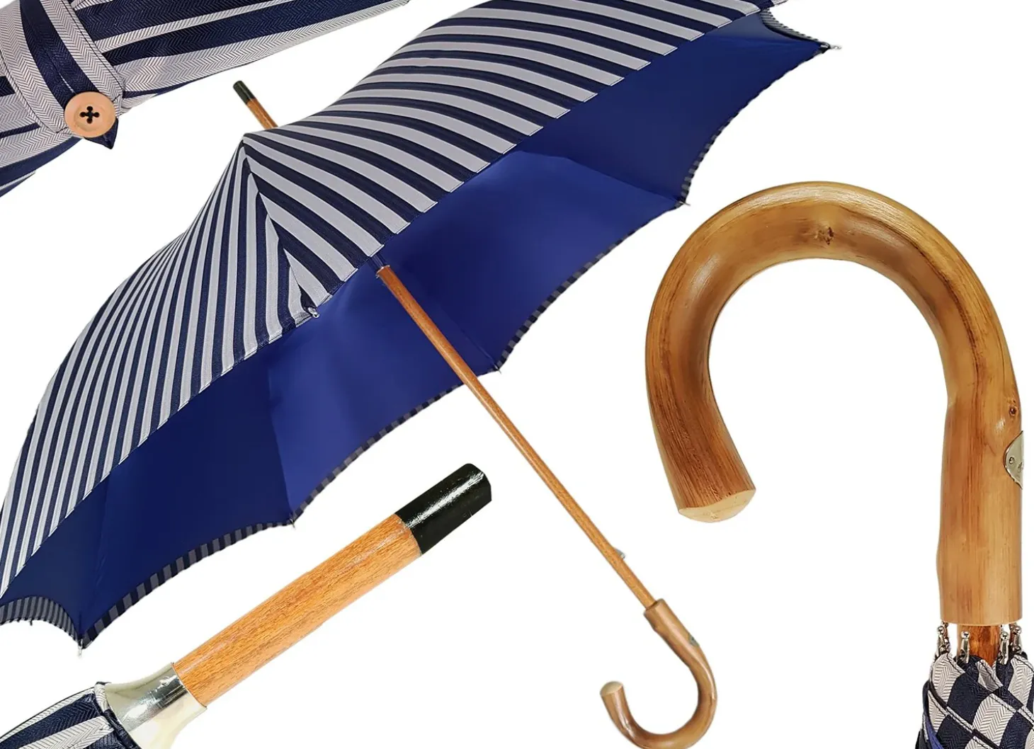 Double Cloth Men's Umbrella - Blue Striped Design