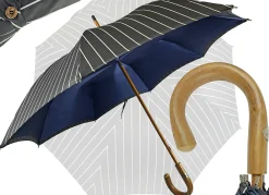 Double Cloth Men's Umbrella - Grey and blu Striped Design