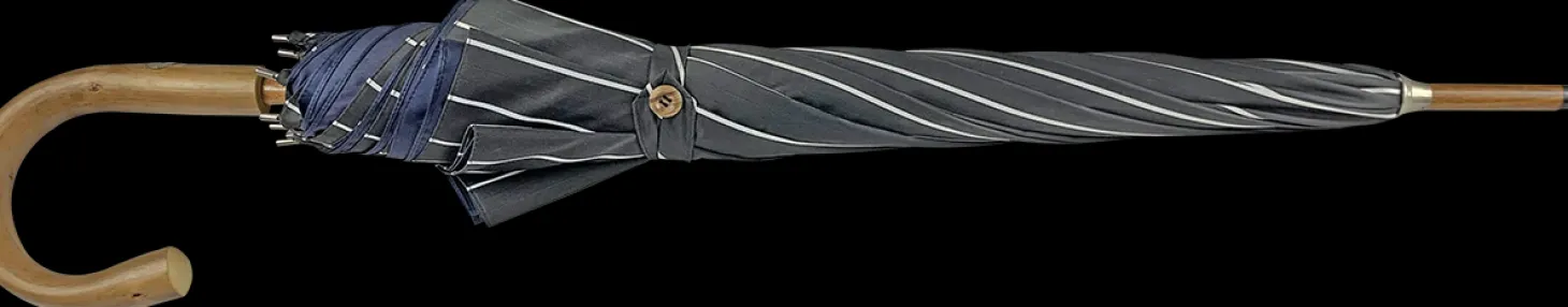 Double Cloth Men's Umbrella - Grey and blu Striped Design