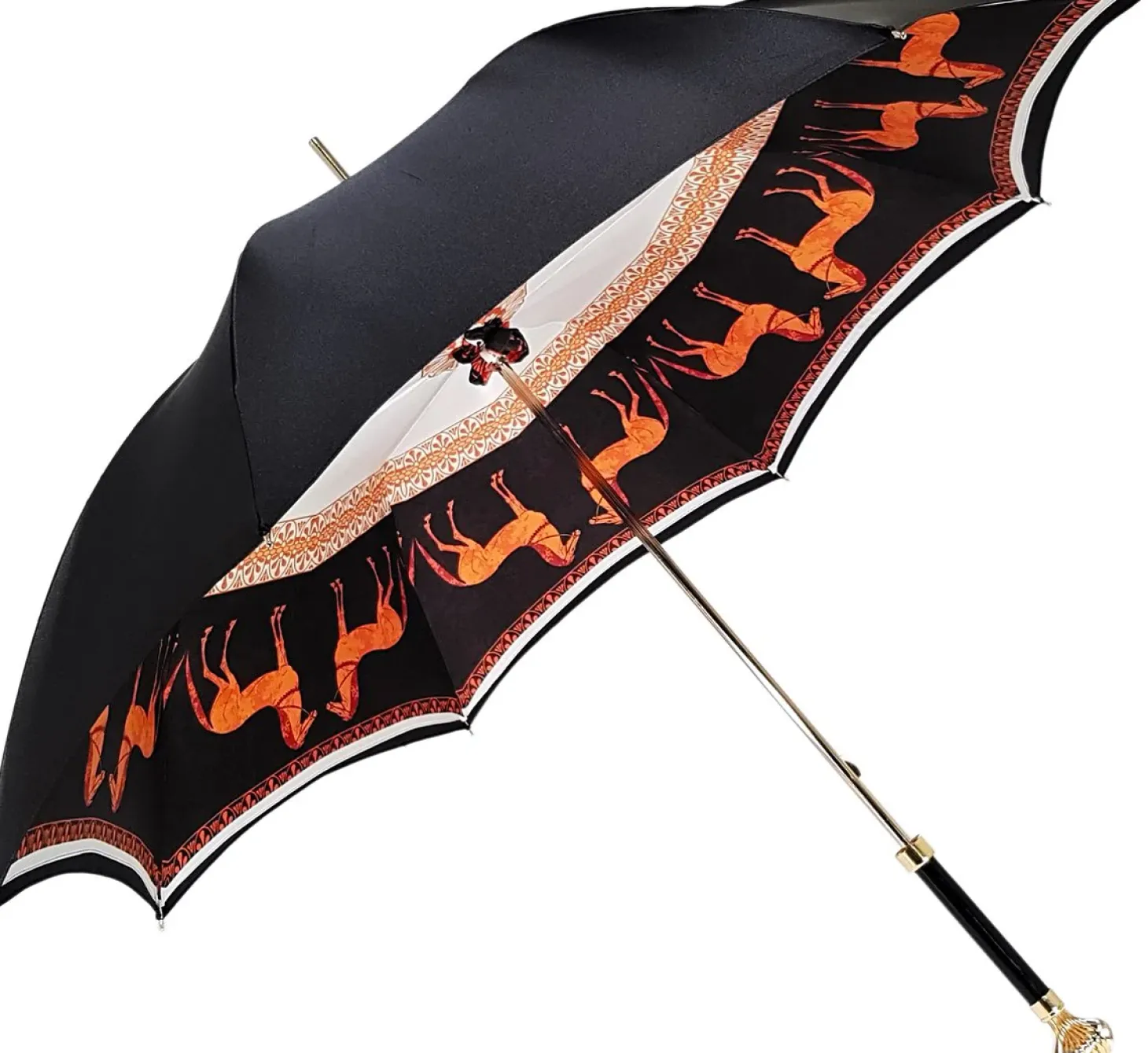Double Cloth Women's Umbrella with Printed Horses Design