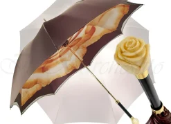 Double Cloth Women's Umbrella with Printed Rose Design