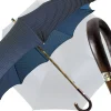 Elegant Blue umbrella with Natural Chestnut Wood hand-curved