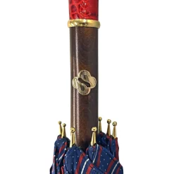 Elegant burgundy umbrella - handmade red leather handle