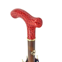 Elegant burgundy umbrella - handmade red leather handle